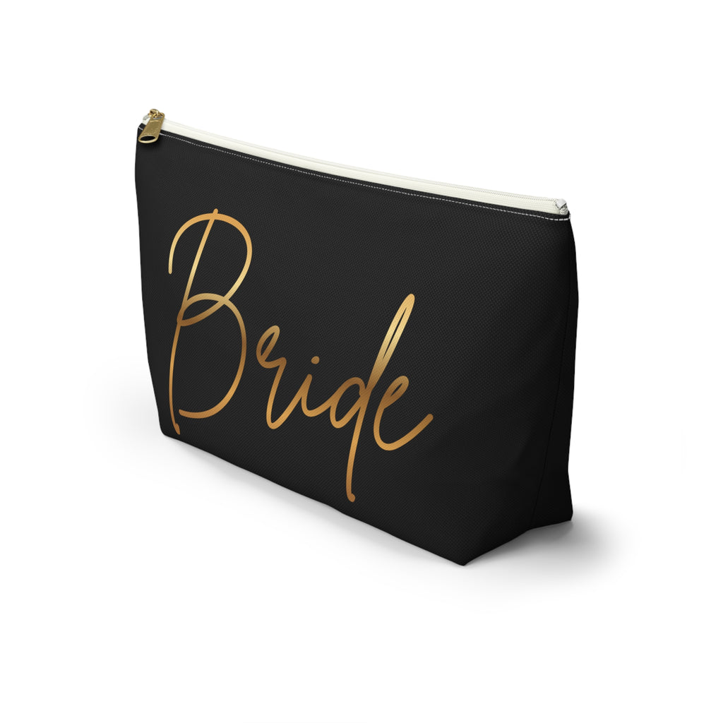 T Bottom Accessory Pouch | Bride in Gold Script Cosmetic Bag