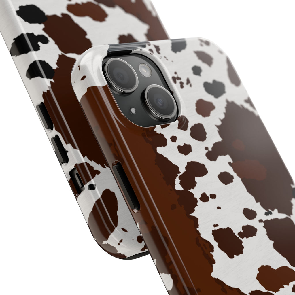 Phone Case | Brown & White Cowhide Pattern Tough Protective Cover