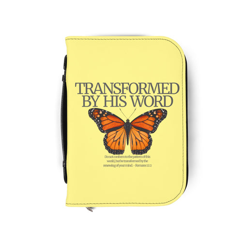 Bible Cover | Scripture 'Transformed By His Word' Butterfly Zippered Case