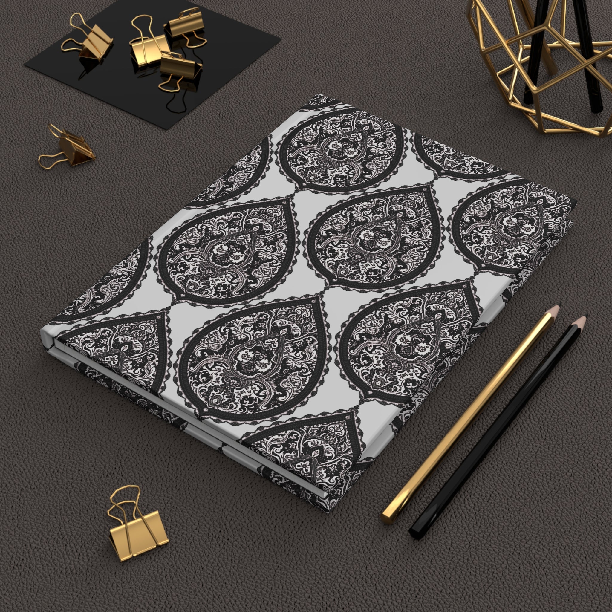 Journal | Classic Black White Damask Pattern Hardcover Notebook