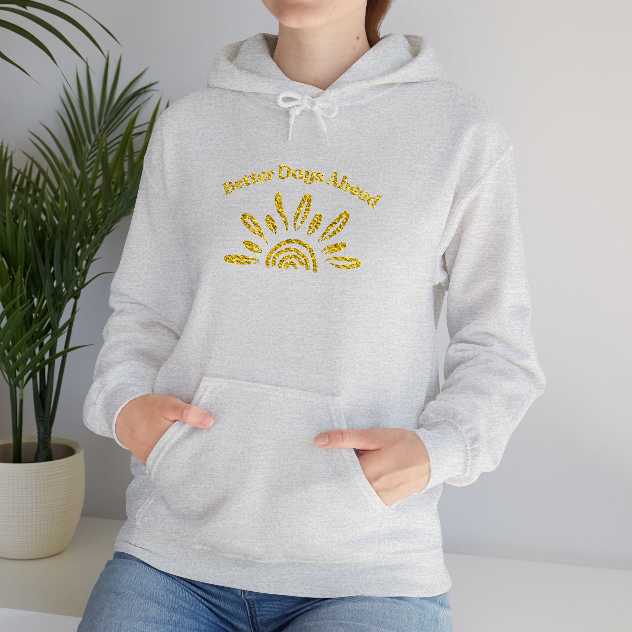 Hoodie | ‘Better Days Ahead’ Above a Sunrise  Embroidered Graphic