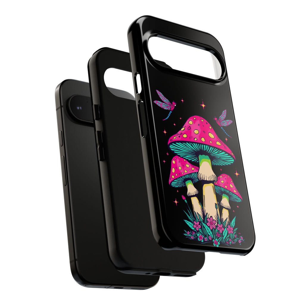 Phone Cases | Colorful Mushroom and Dragonfly Print Tough Case