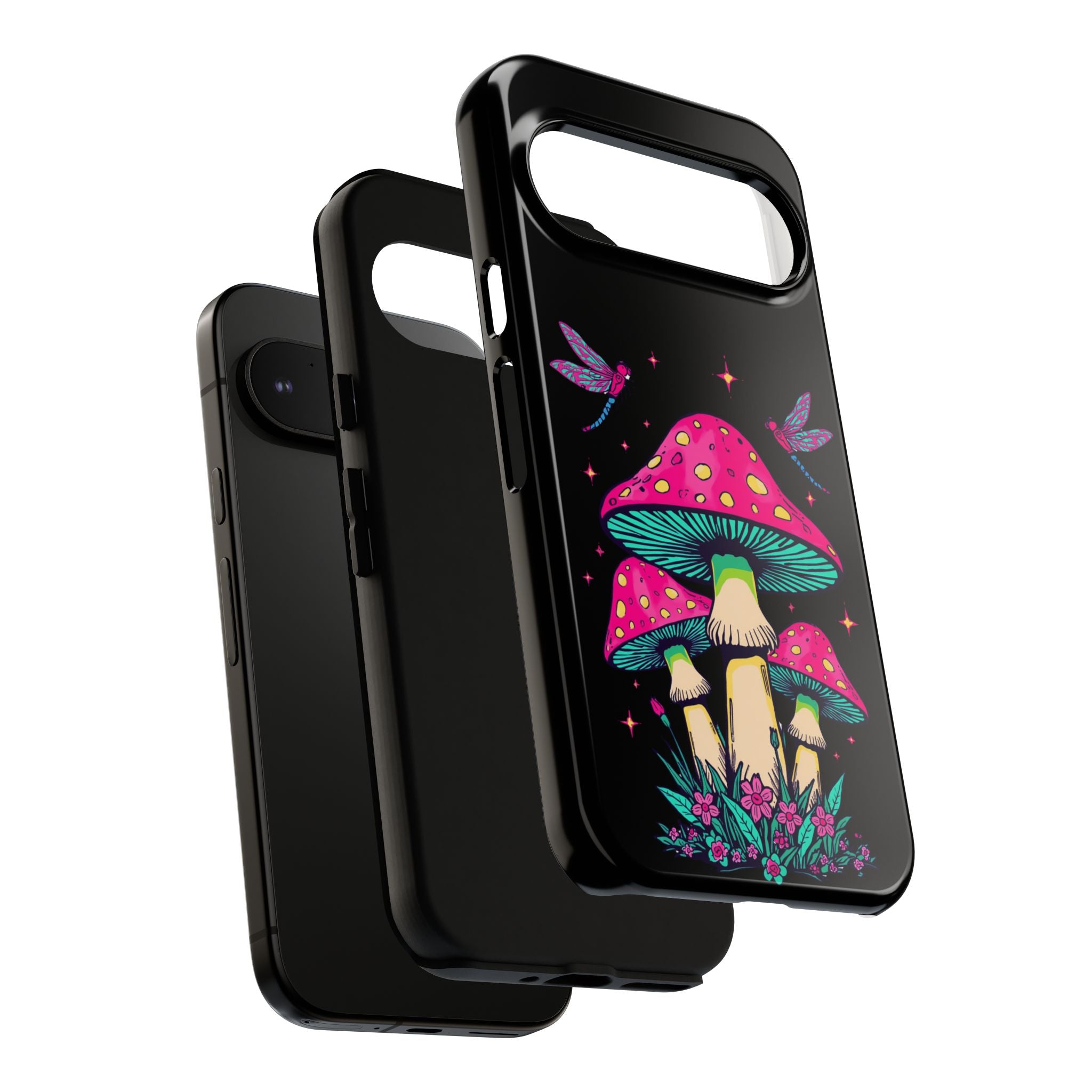 Phone Cases | Colorful Mushroom and Dragonfly Print Tough Case