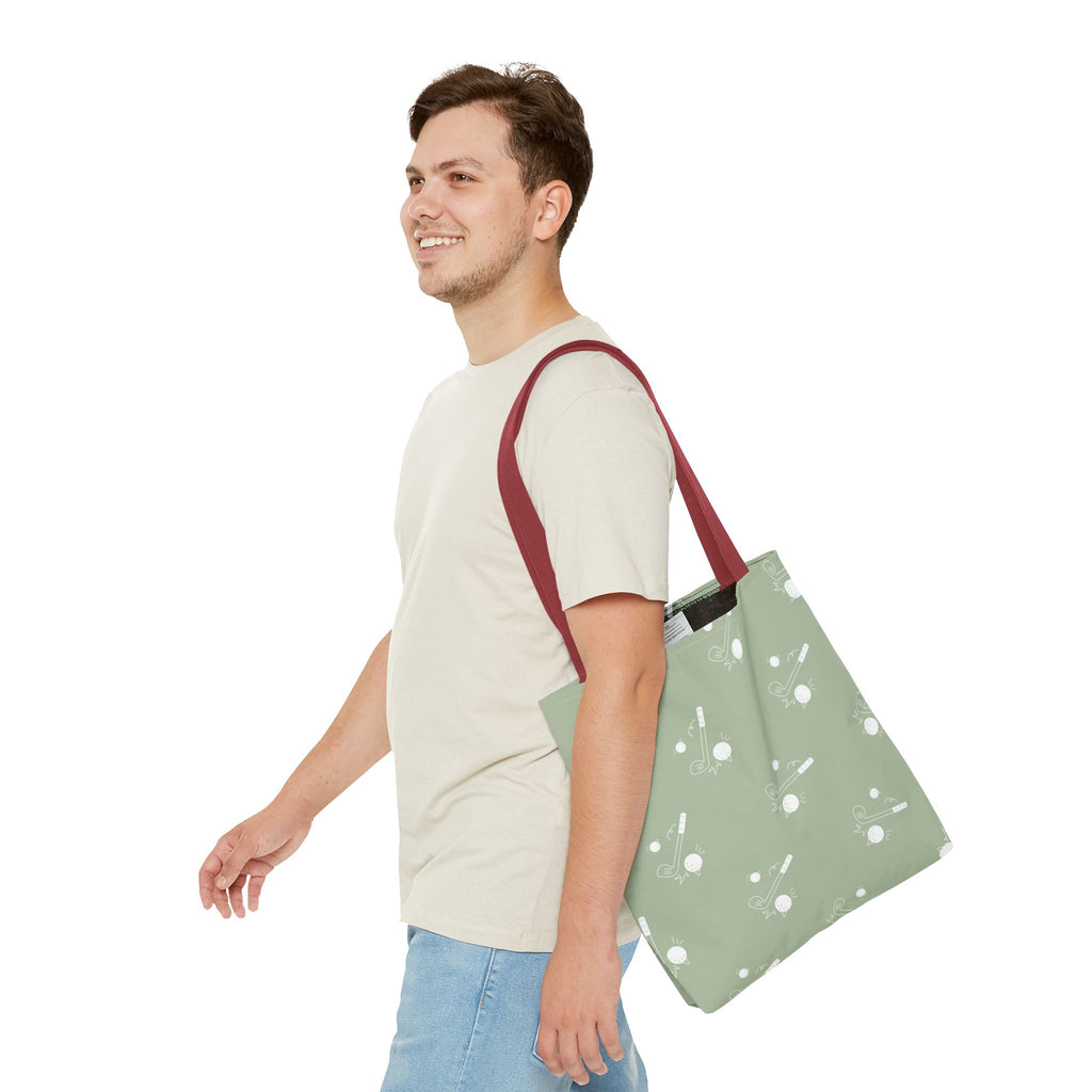 Tote Bag | Sage Green and Golf Pattern Shoulder Bag