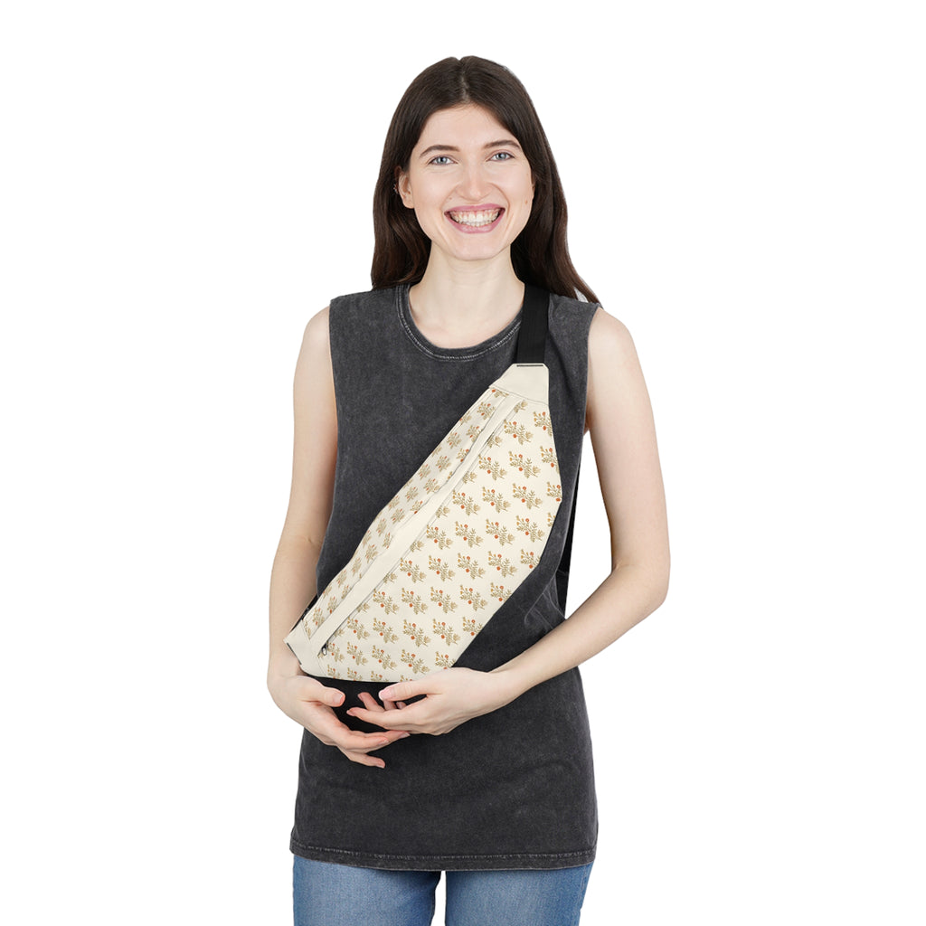 Travel Pack | Floral Cream Waist Pack — Vintage Botanical Large Fanny Pack