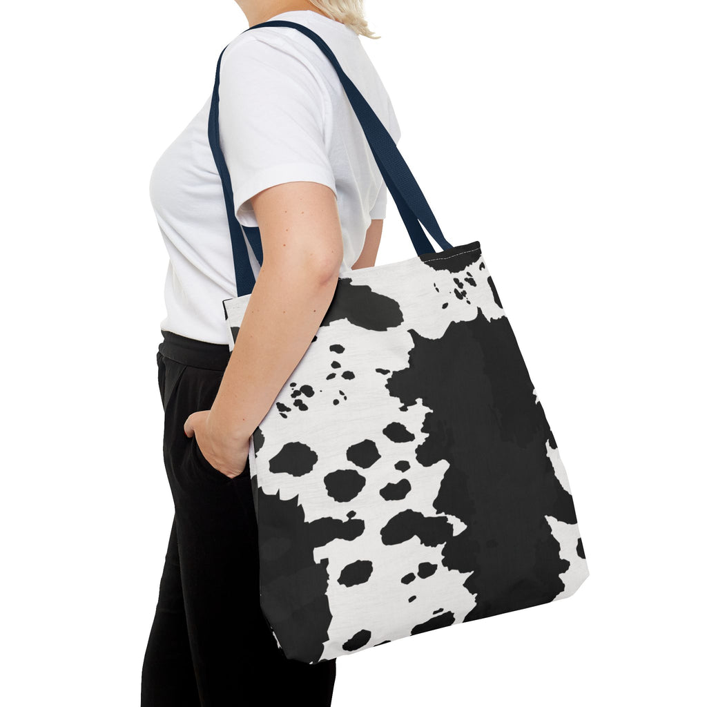 Tote Bag | Black & White Cow Print Patterned Shoulder Tote