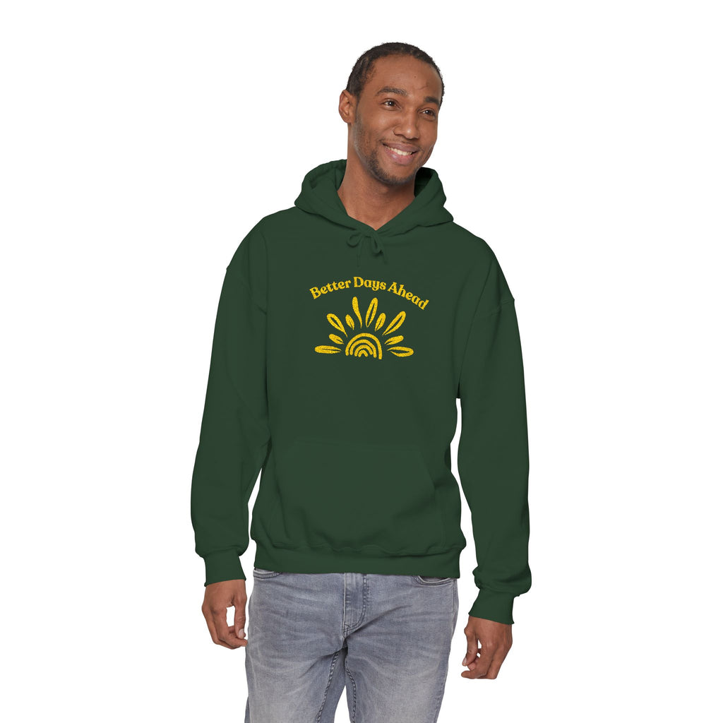Hoodie | ‘Better Days Ahead’ Above a Sunrise  Embroidered Graphic