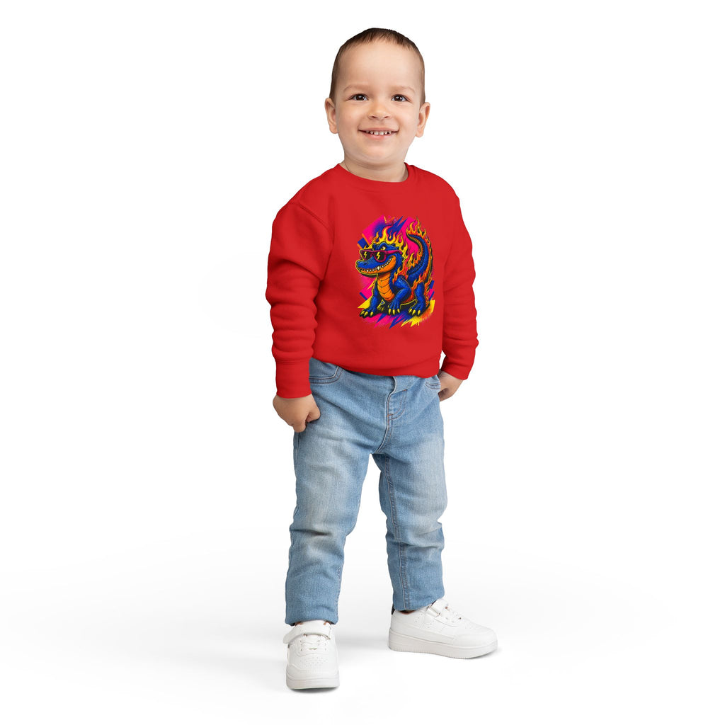 Bold Neon Alligator Sweatshirt for Tots
