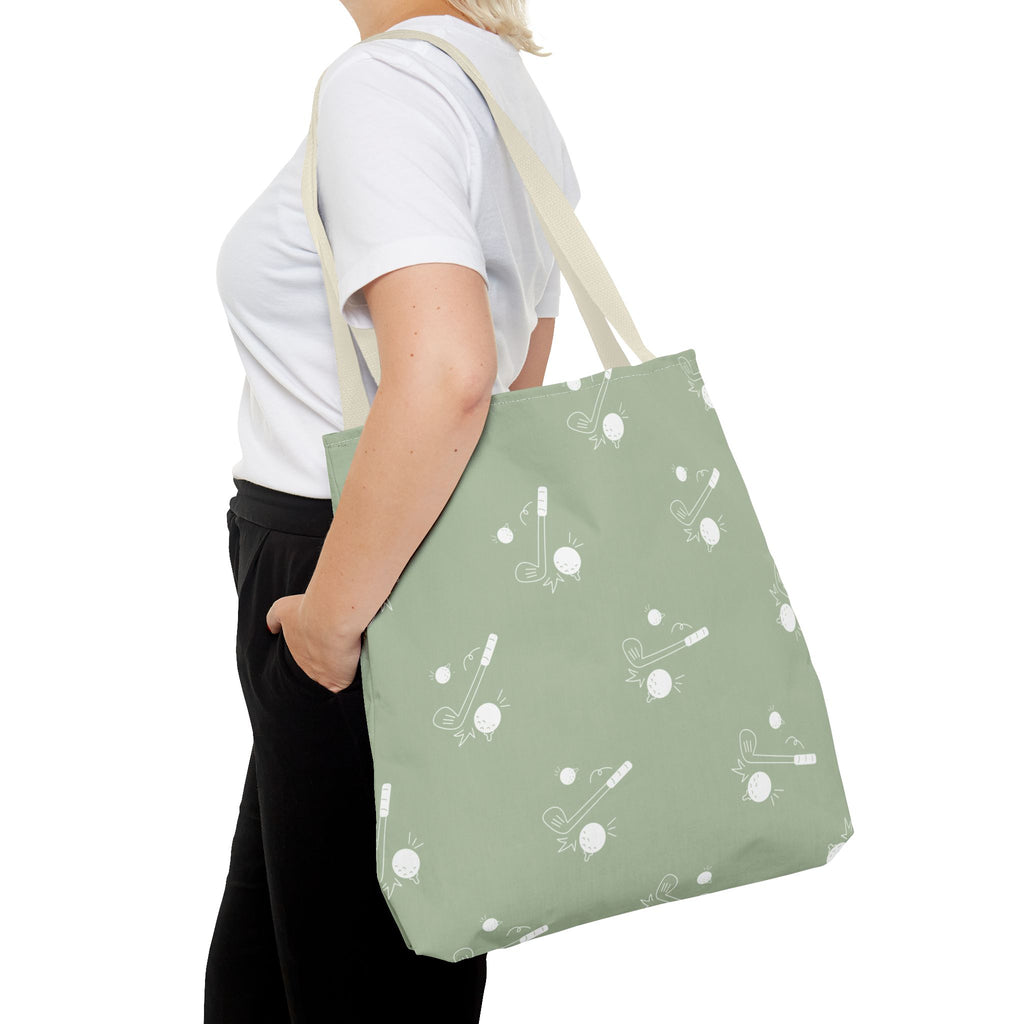 Tote Bag | Sage Green and Golf Pattern Shoulder Bag