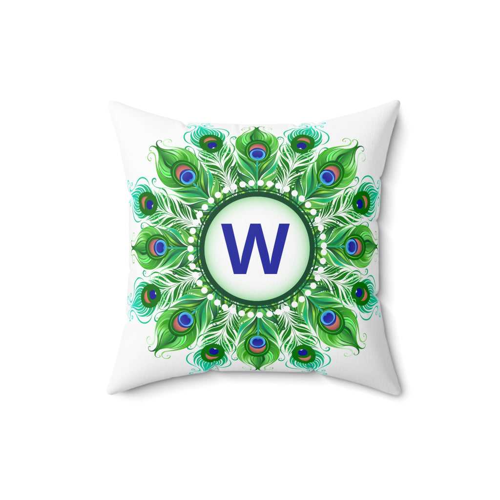 Throw Pillow | Peacock Feather Monogram Pillow