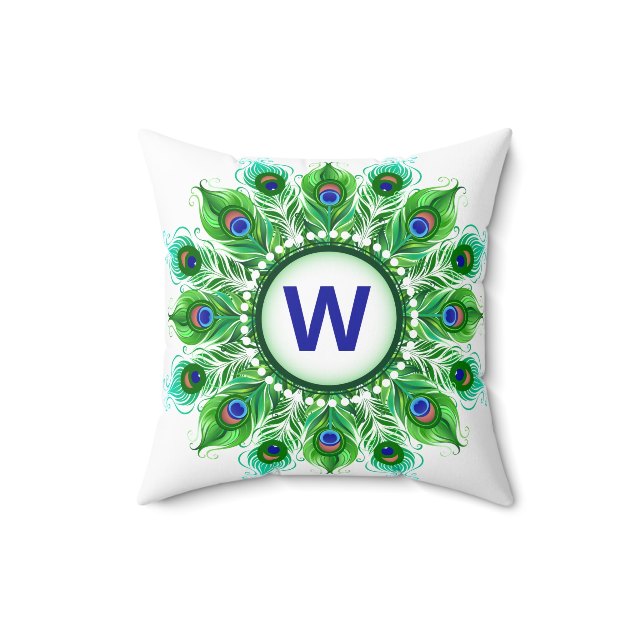 Throw Pillow | Peacock Feather Monogram Pillow