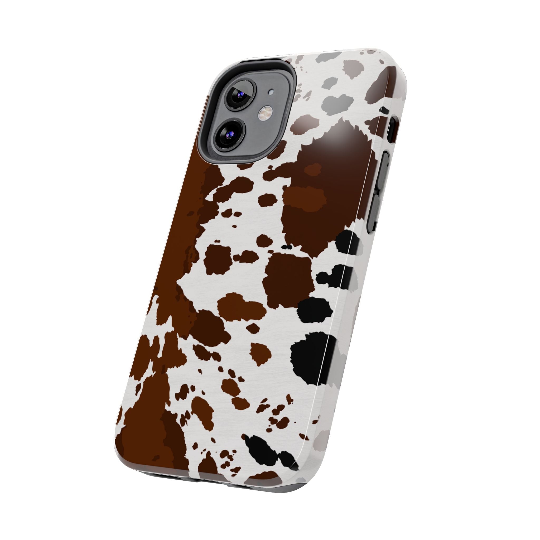 Phone Case | Brown & White Cowhide Pattern Tough Protective Cover