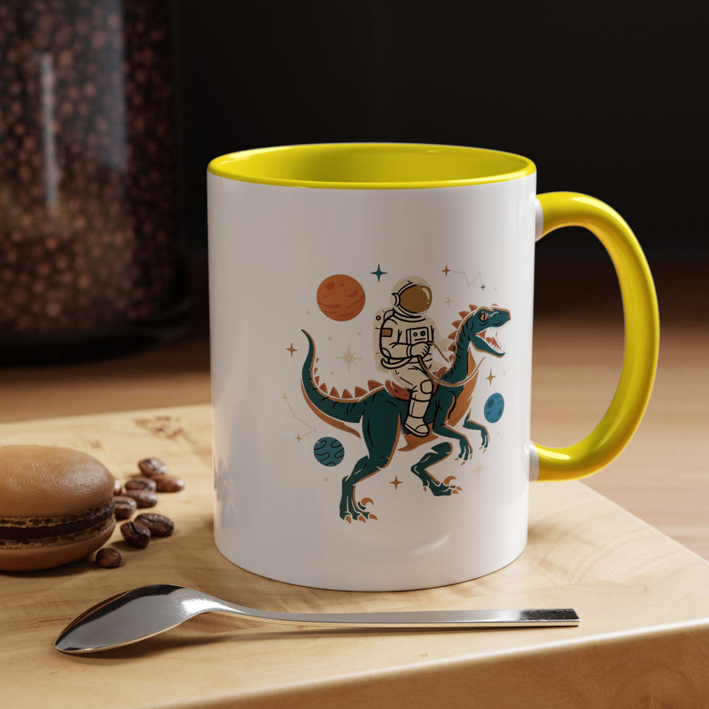 Coffee Mug | Astronaut Riding Velociraptor Accent Mug