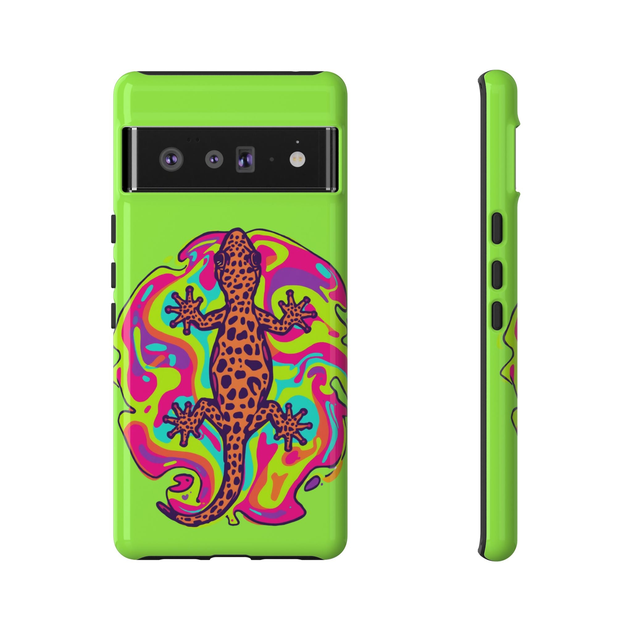 Phone Cases | Neon Leopard Gecko Swirl Phone Case