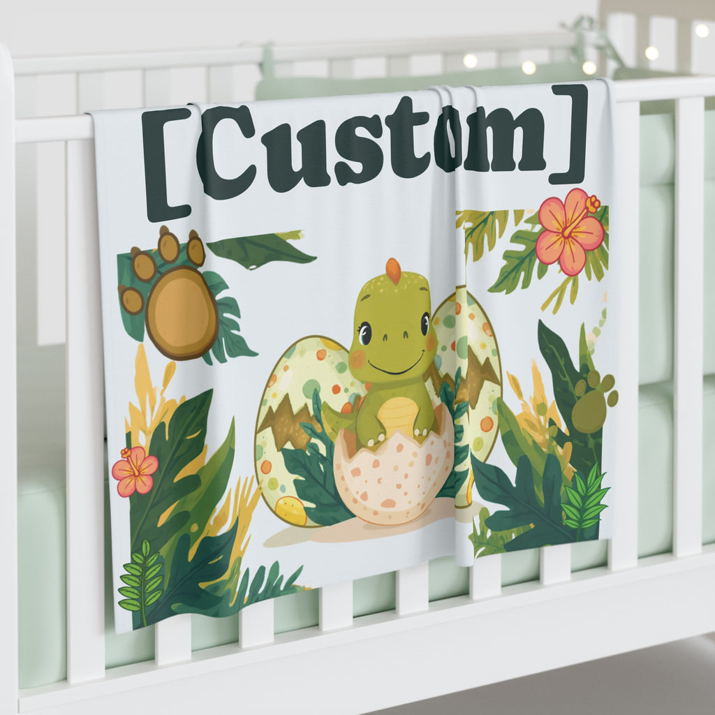 Baby Swaddle Blanket | Personalized Cute Hatching Dinosaur Motif