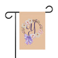 Home & Garden Banner | 'Y' Monogram Peach Wreath Flag