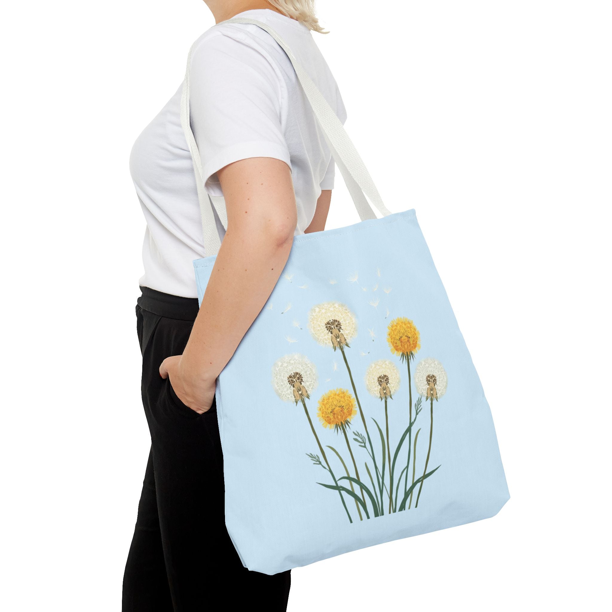 Tote Bag | Dandelions on Light Blue Background