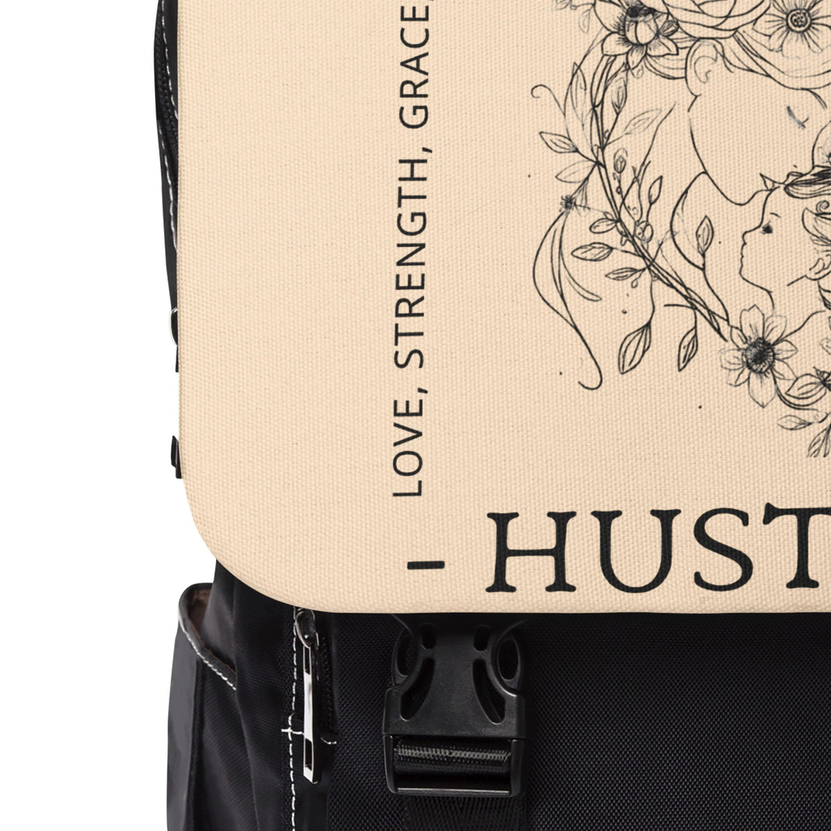 Mom Life Hustle Floral Line Art Logo Backpack