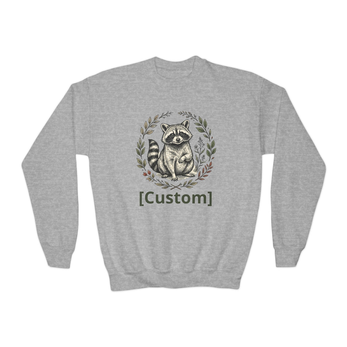 Customizable Sweatshirt with Cute Raccoon Graphic