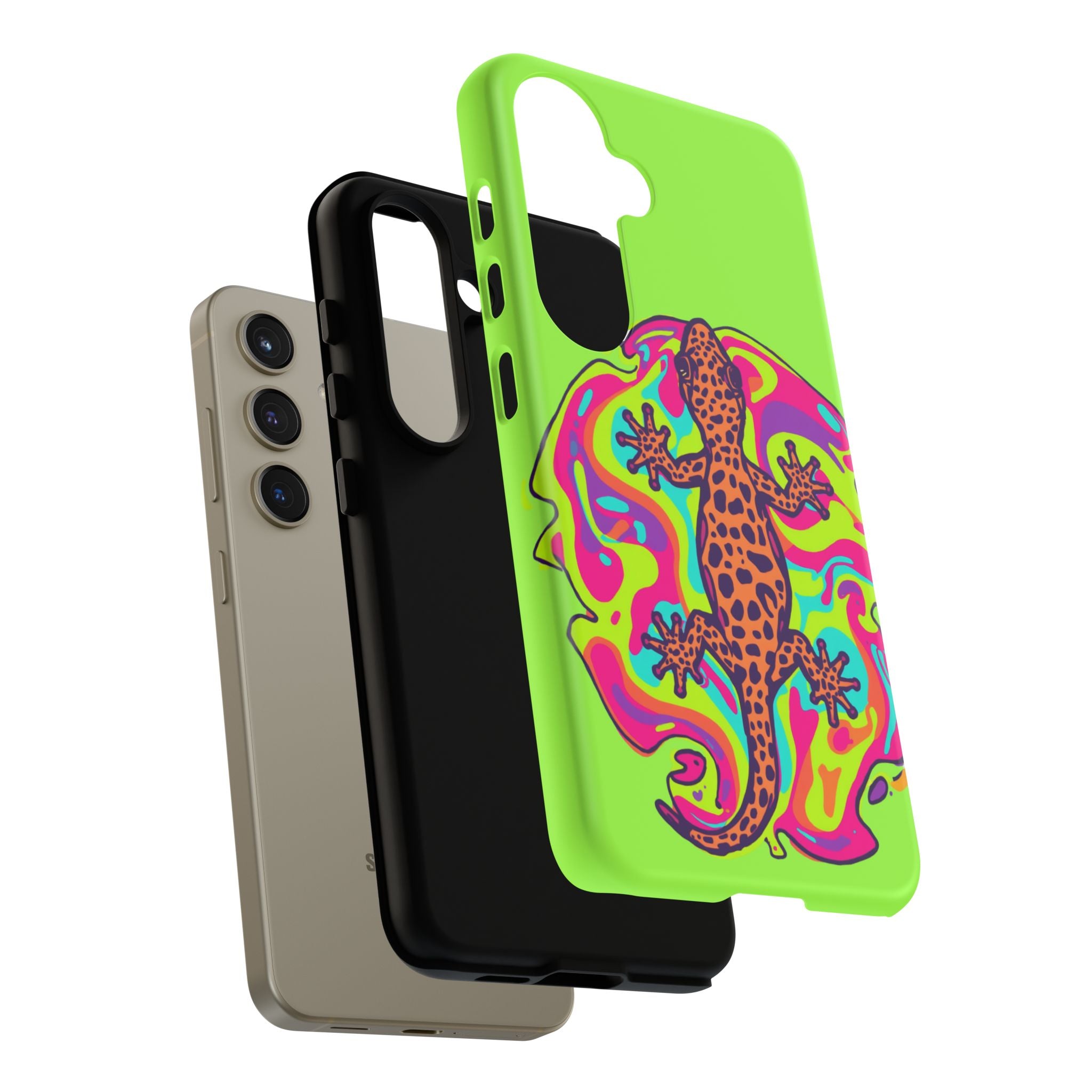 Phone Cases | Neon Leopard Gecko Swirl Phone Case
