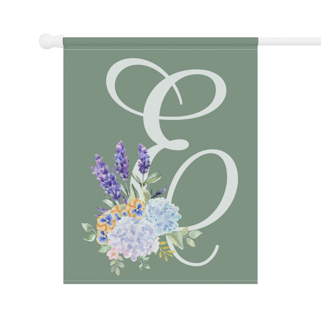 Home & Garden Banner | 'E' Monogram Sage Garden Flag