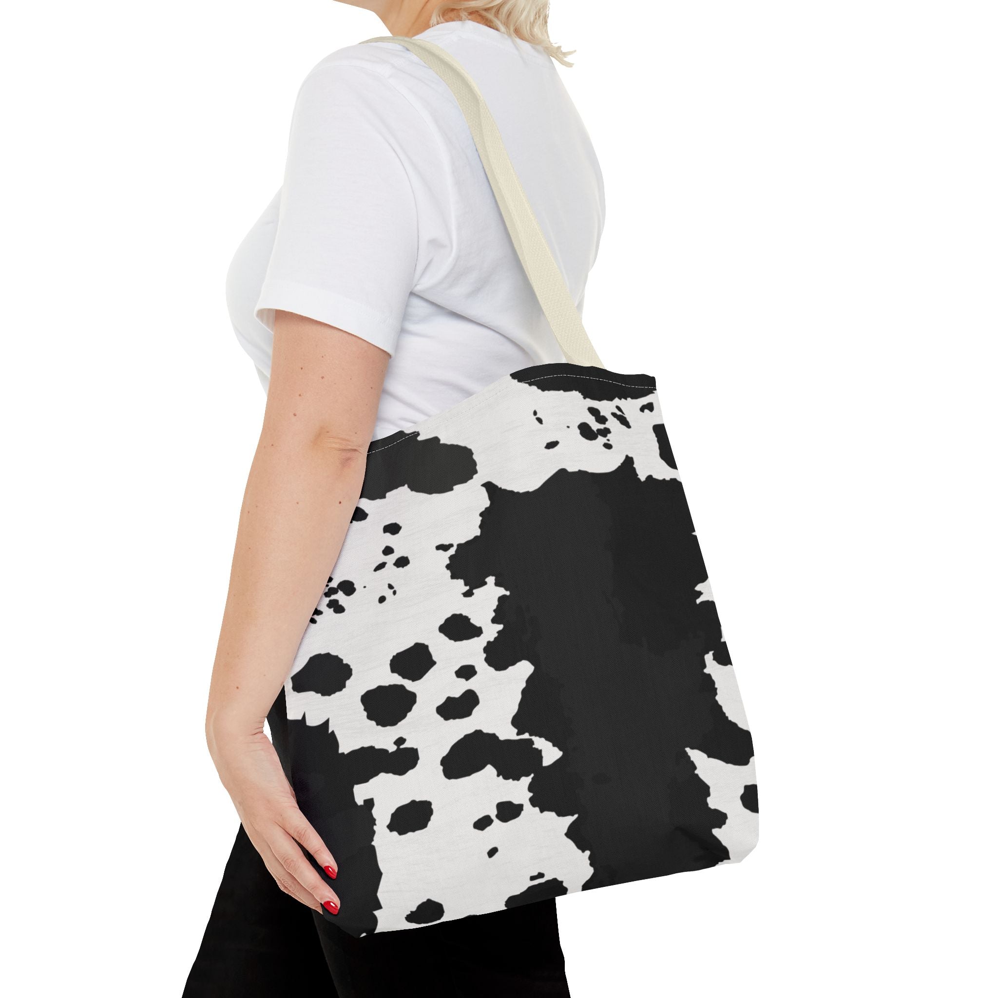 Tote Bag | Black & White Cow Print Patterned Shoulder Tote