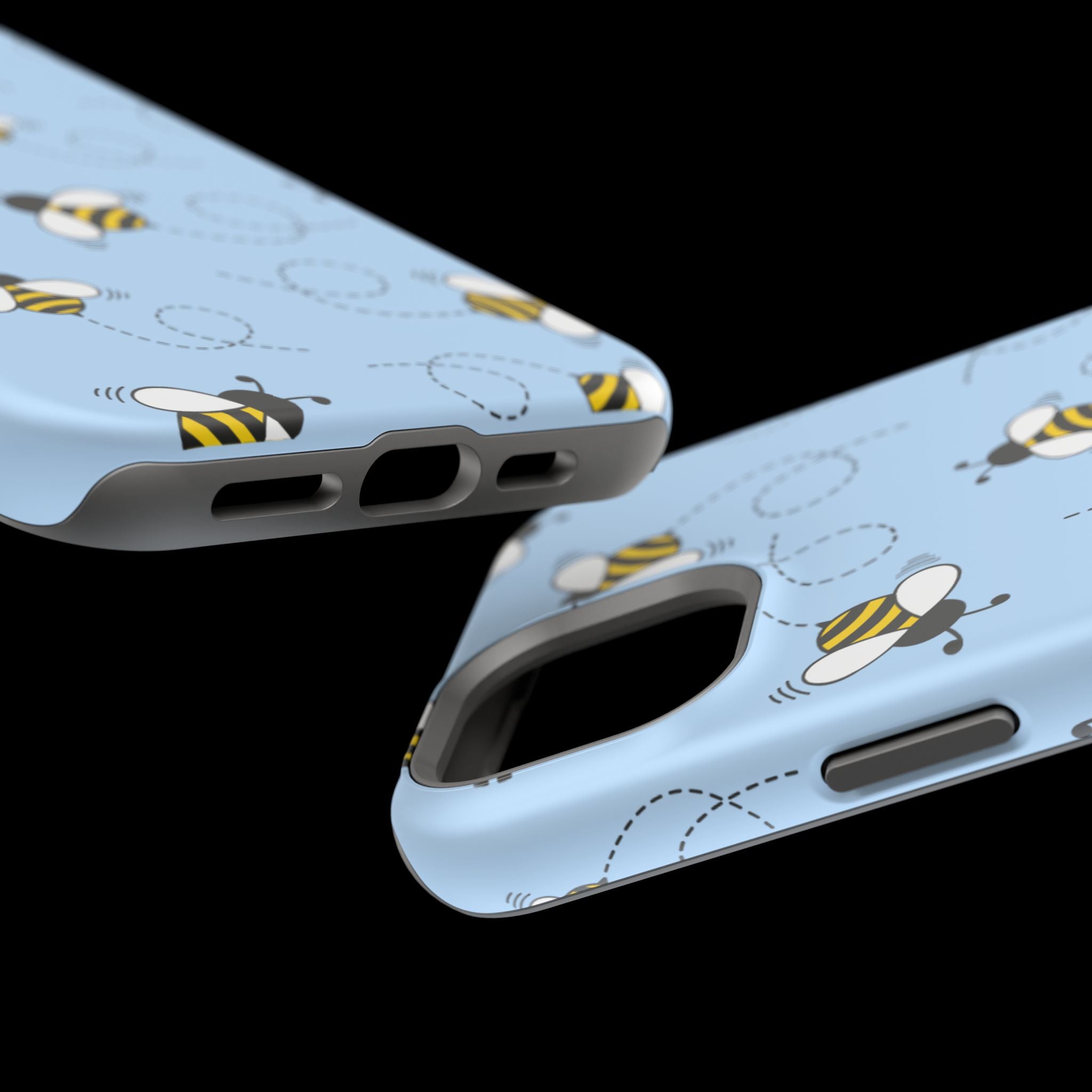Phone Case | Sky Blue Bee Pattern Magnetic Impact-Resistant Phone Case