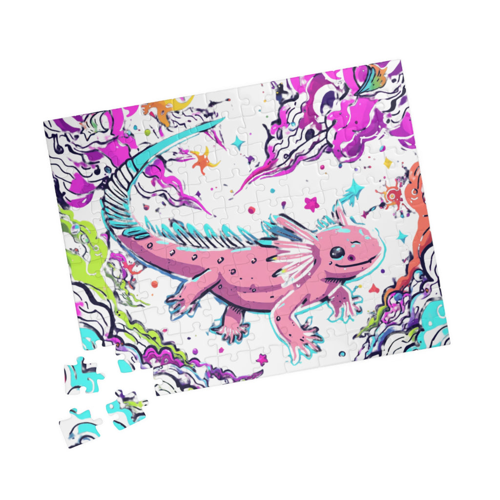 Jigsaw Puzzle | Colorful Fantasy Pink Axolotl Illustration 110 & 252 Pieces