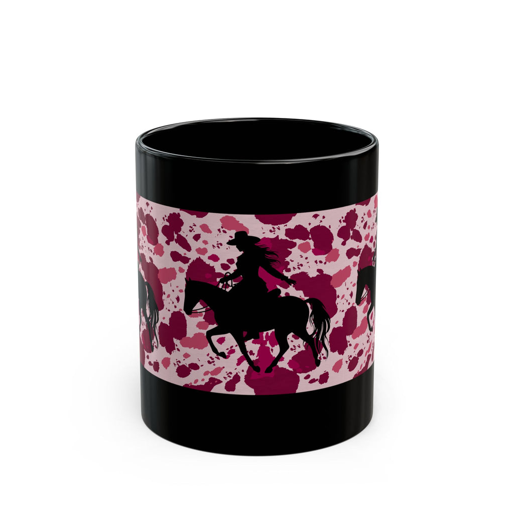 Coffee Mug | Pink Splatter Cowgirl Silhouette Black 11 oz or 15 oz