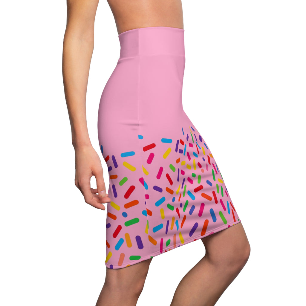 Women's Pencil Skirt | Pink Sprinkle Inspired Midi
