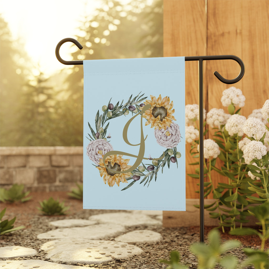 Home & Garden Banner | 'J' Monogram Boho Sunflower Flag