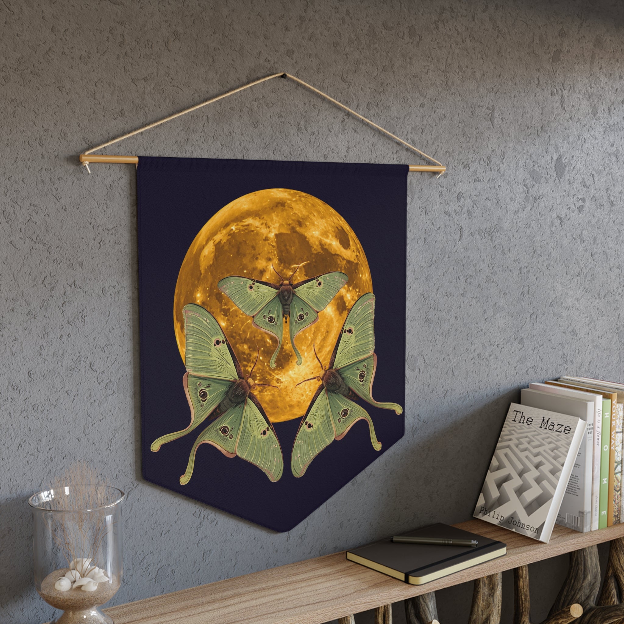 Pennant Banner | Luna Moths & Full Moon Home Decor