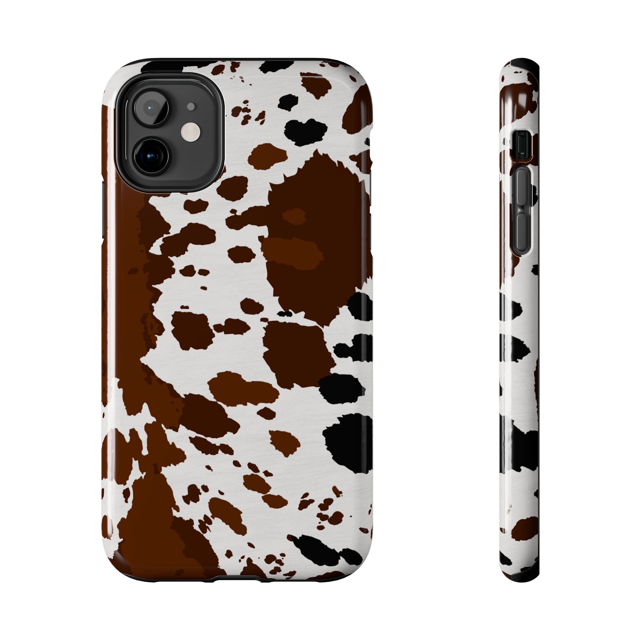 Phone Case | Brown & White Cowhide Pattern Tough Protective Cover