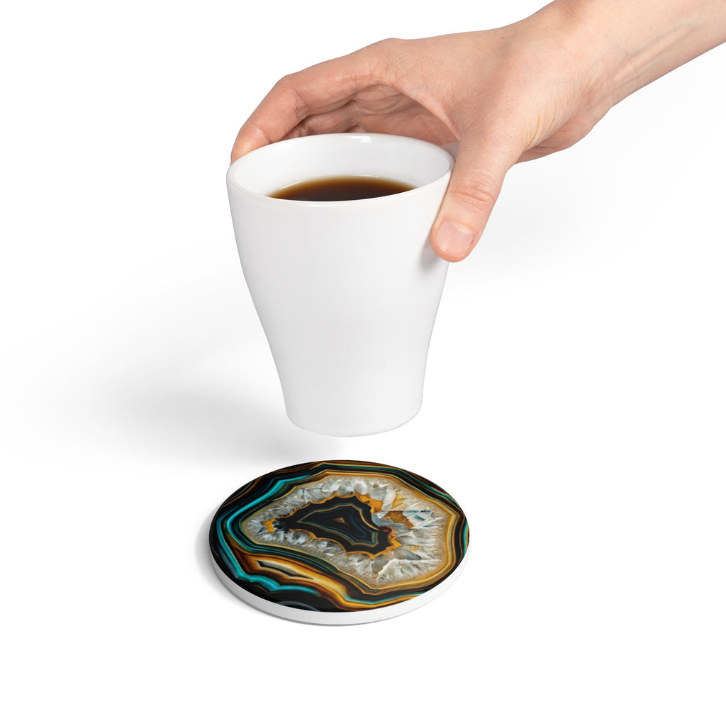 Ceramic Coasters | Agate Slice Stone Art Pattern Cork-Back Drink Coaster