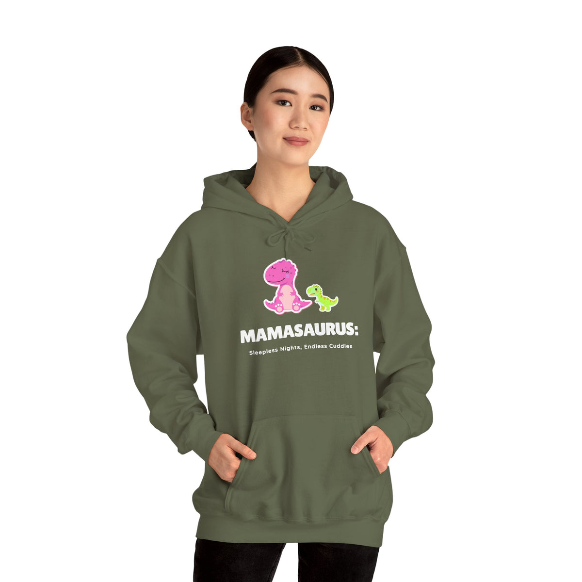 Pink Mama Dino with Baby Hoodie