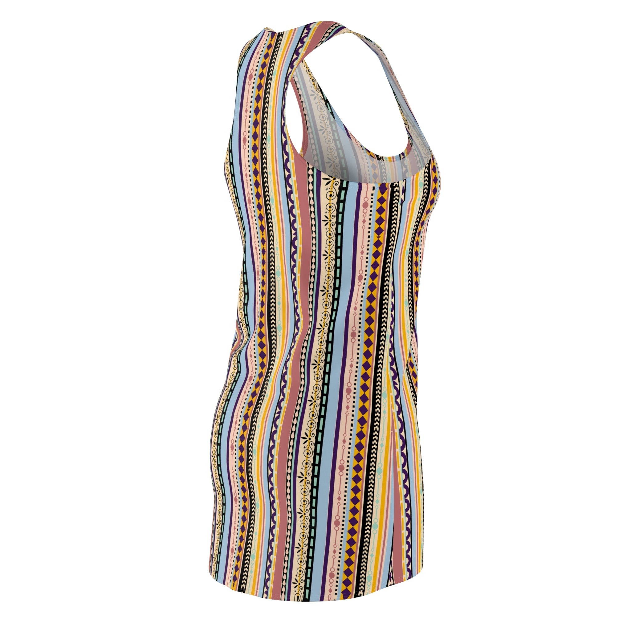 Women's Racerback Dress – Colorful Boho Stripe Sleeveless Summer Dress