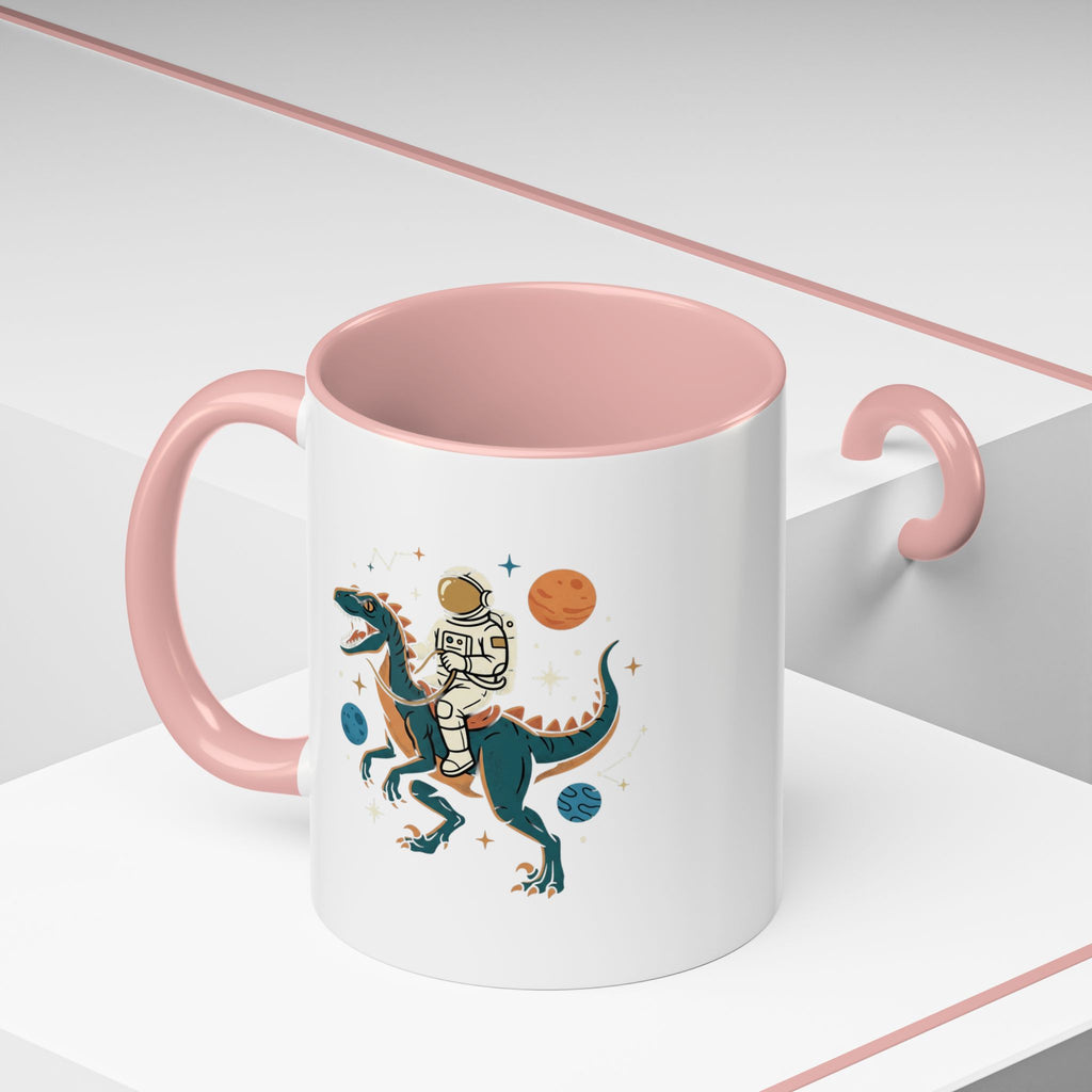 Coffee Mug | Astronaut Riding Velociraptor Accent Mug