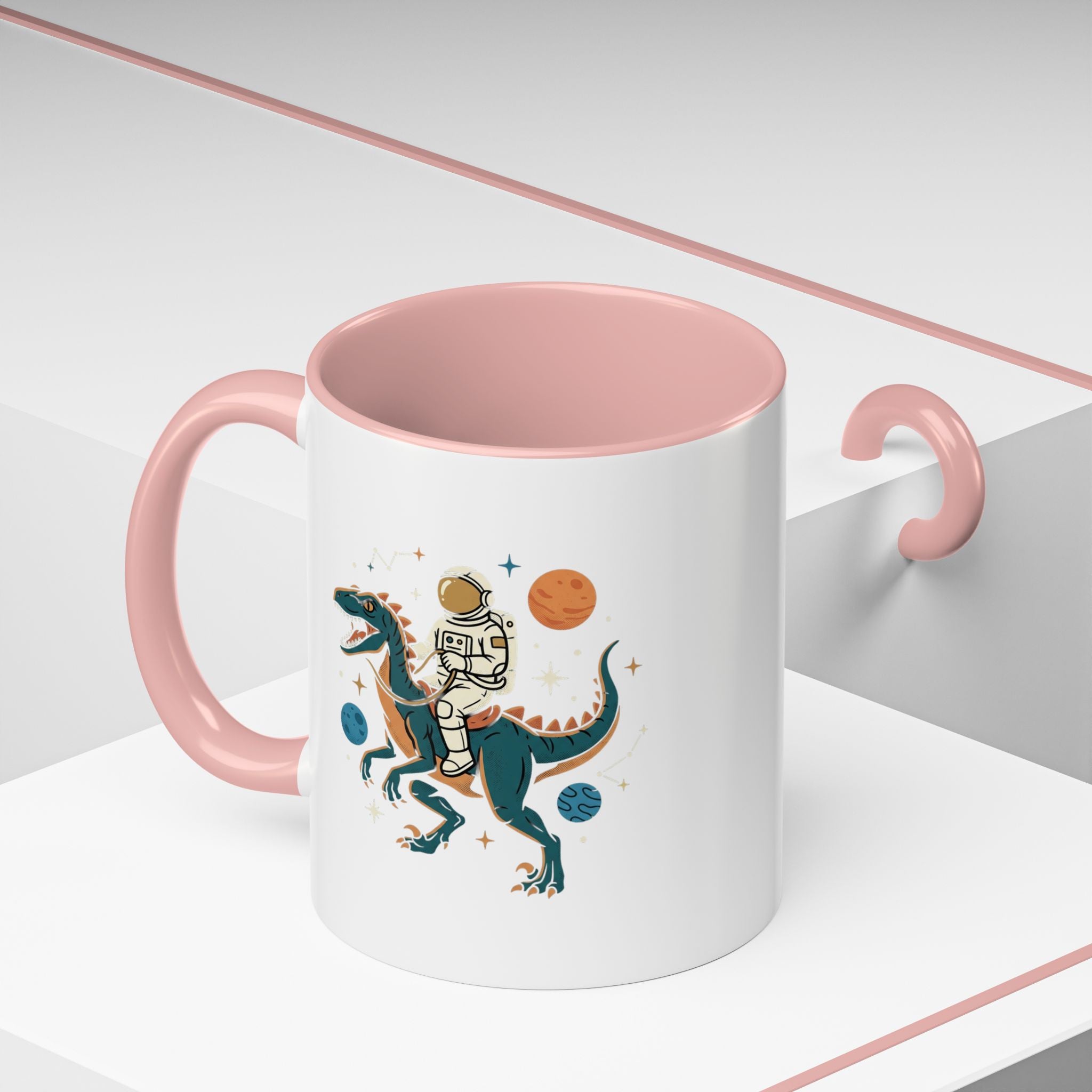 Coffee Mug | Astronaut Riding Velociraptor Accent Mug