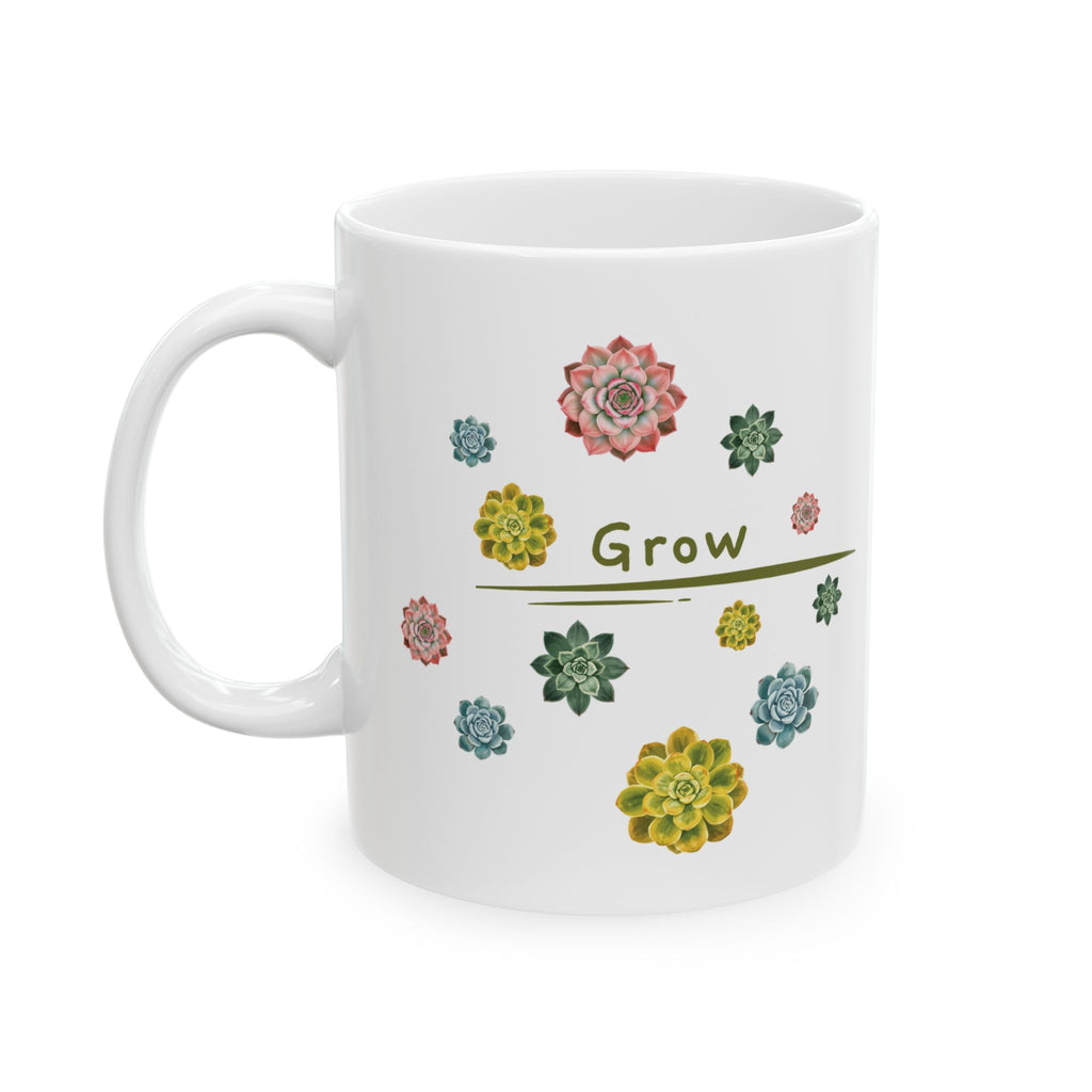 Coffee Mug | 11oz or 15oz 'Grow' Succulent Ceramic Mug