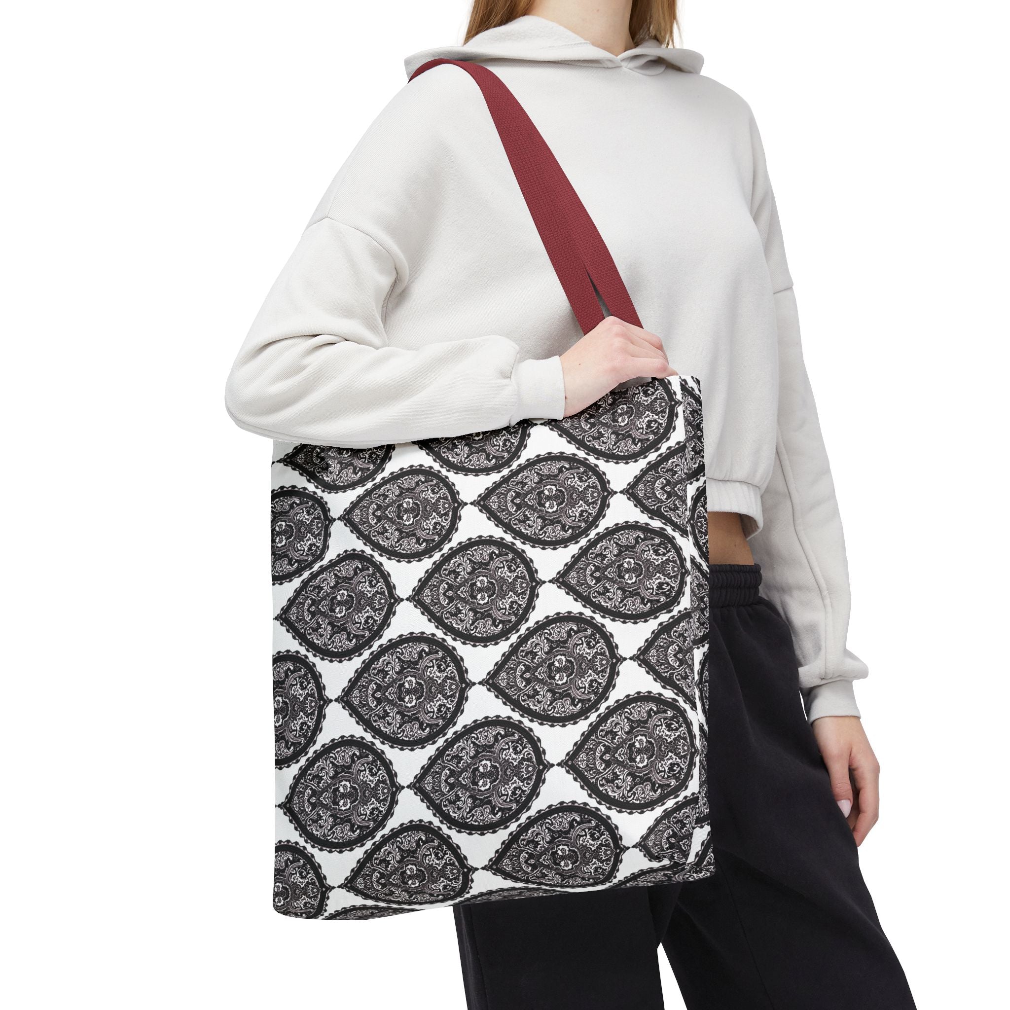 Tote Bag | Black & White Paisley Pattern
