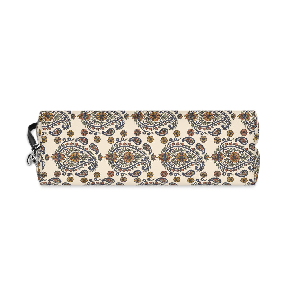Cosmetic Pouch | Beige Classic Floral Paisley Makeup Bag