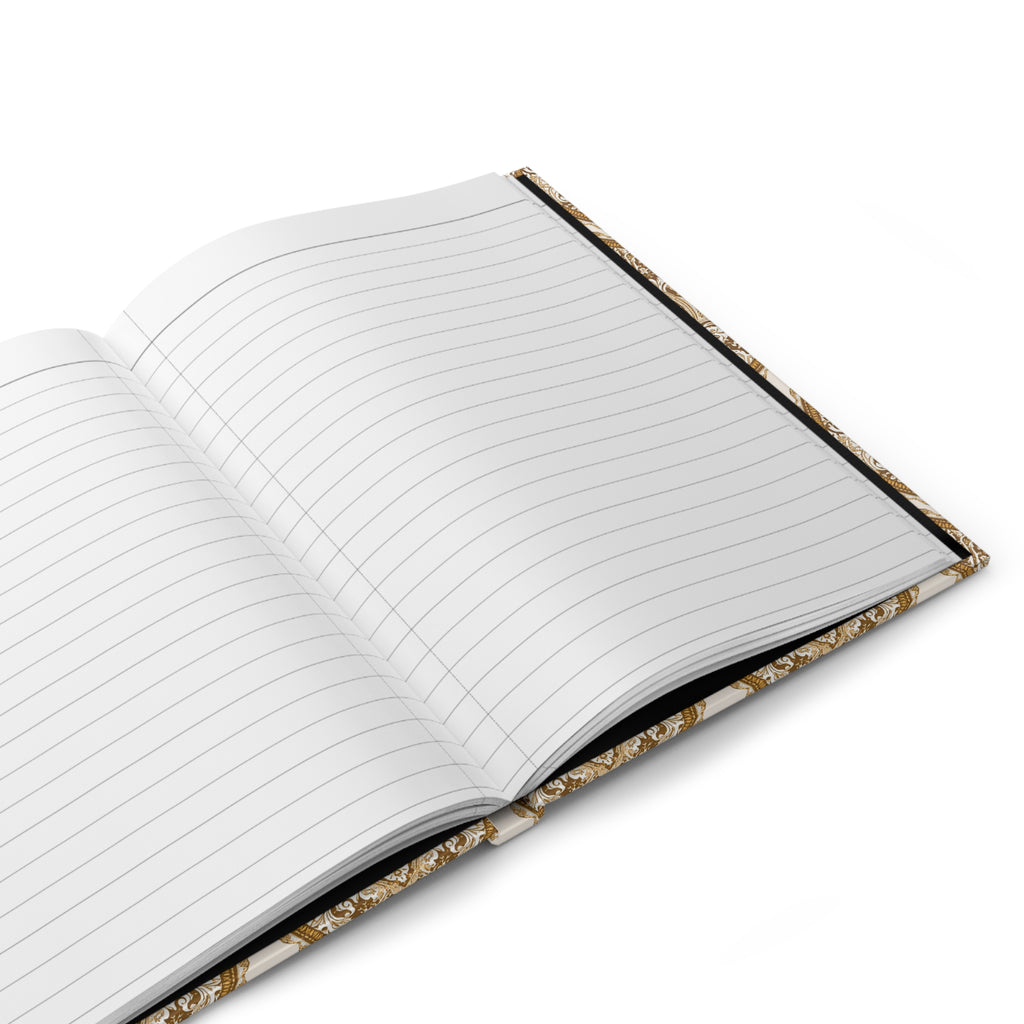 Journal | Delicate Gold Damask Floral Pattern Hardcover Notebook