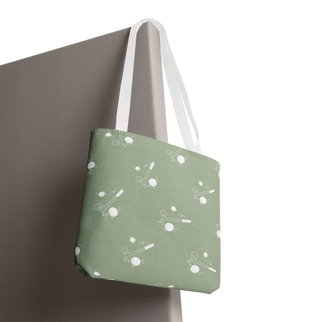 Tote Bag | Sage Green and Golf Pattern Shoulder Bag