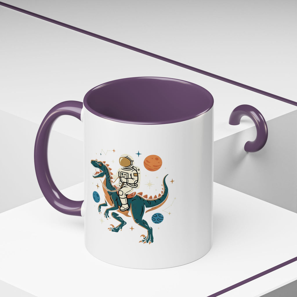 Coffee Mug | Astronaut Riding Velociraptor Accent Mug