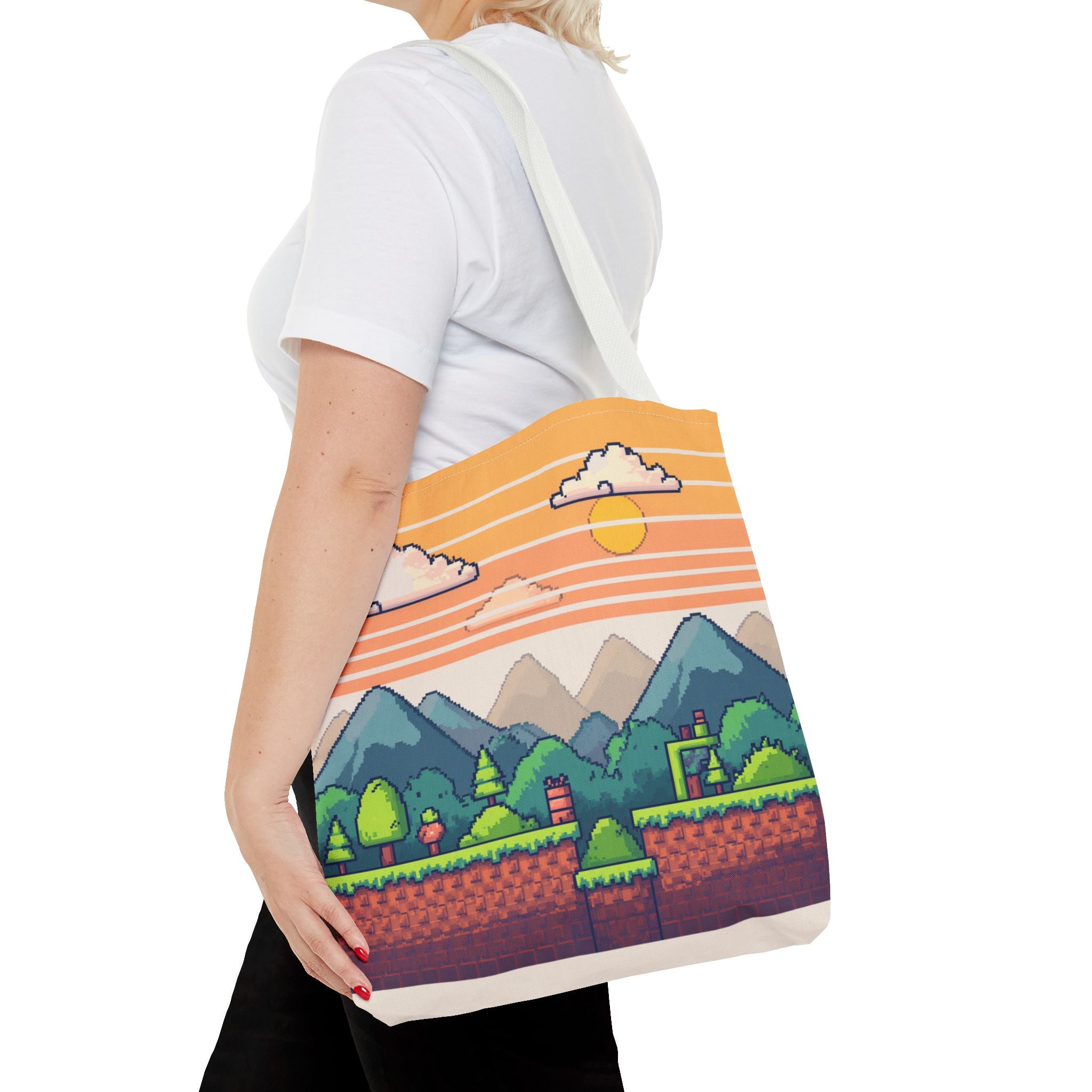 Tote Bag | Pixel Sunset Mountain Gamer Tote