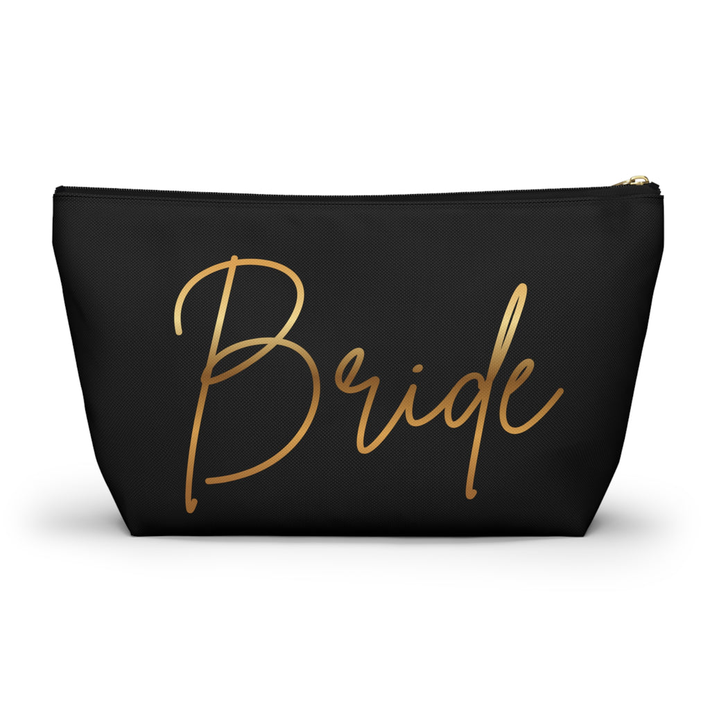 T Bottom Accessory Pouch | Bride in Gold Script Cosmetic Bag