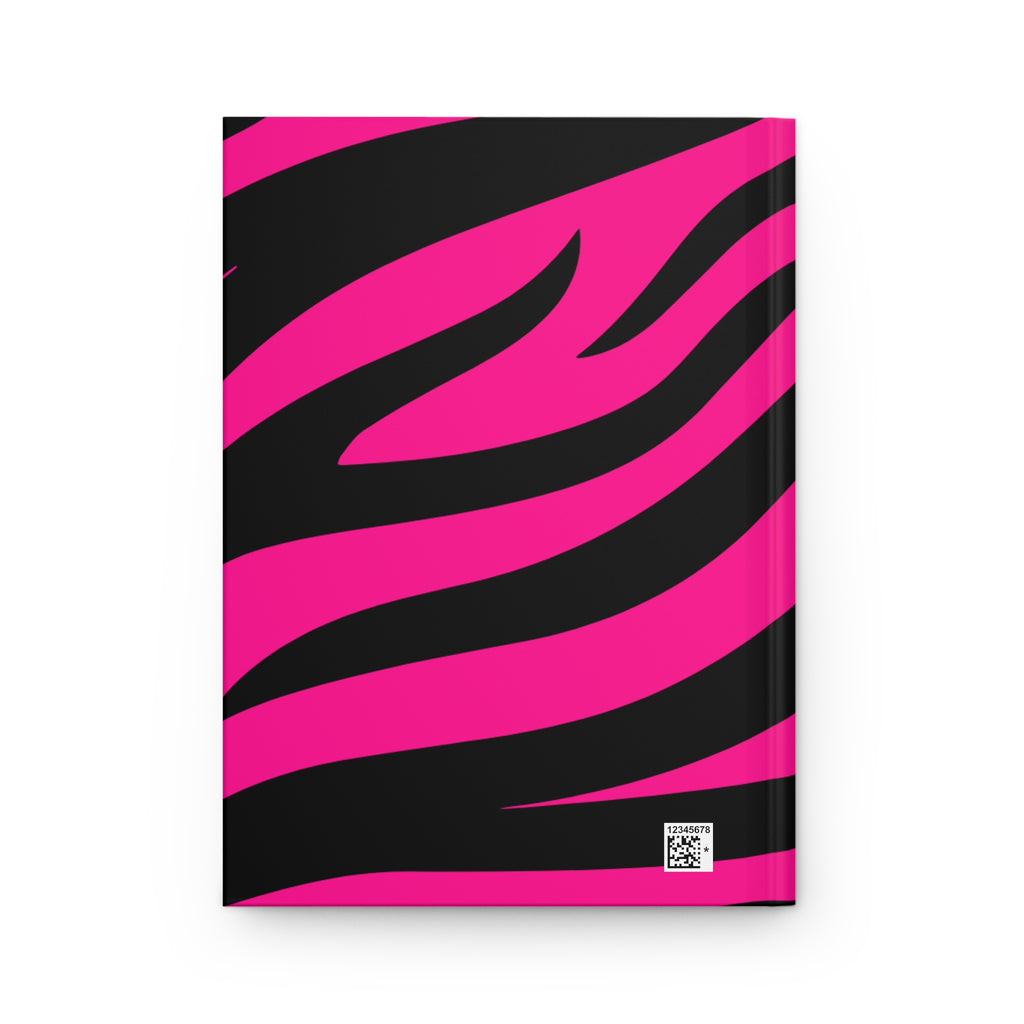 Journal | Custom Name Matte Pink Zebra Hardcover Notebook