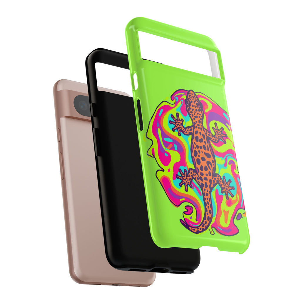 Phone Cases | Neon Leopard Gecko Swirl Phone Case