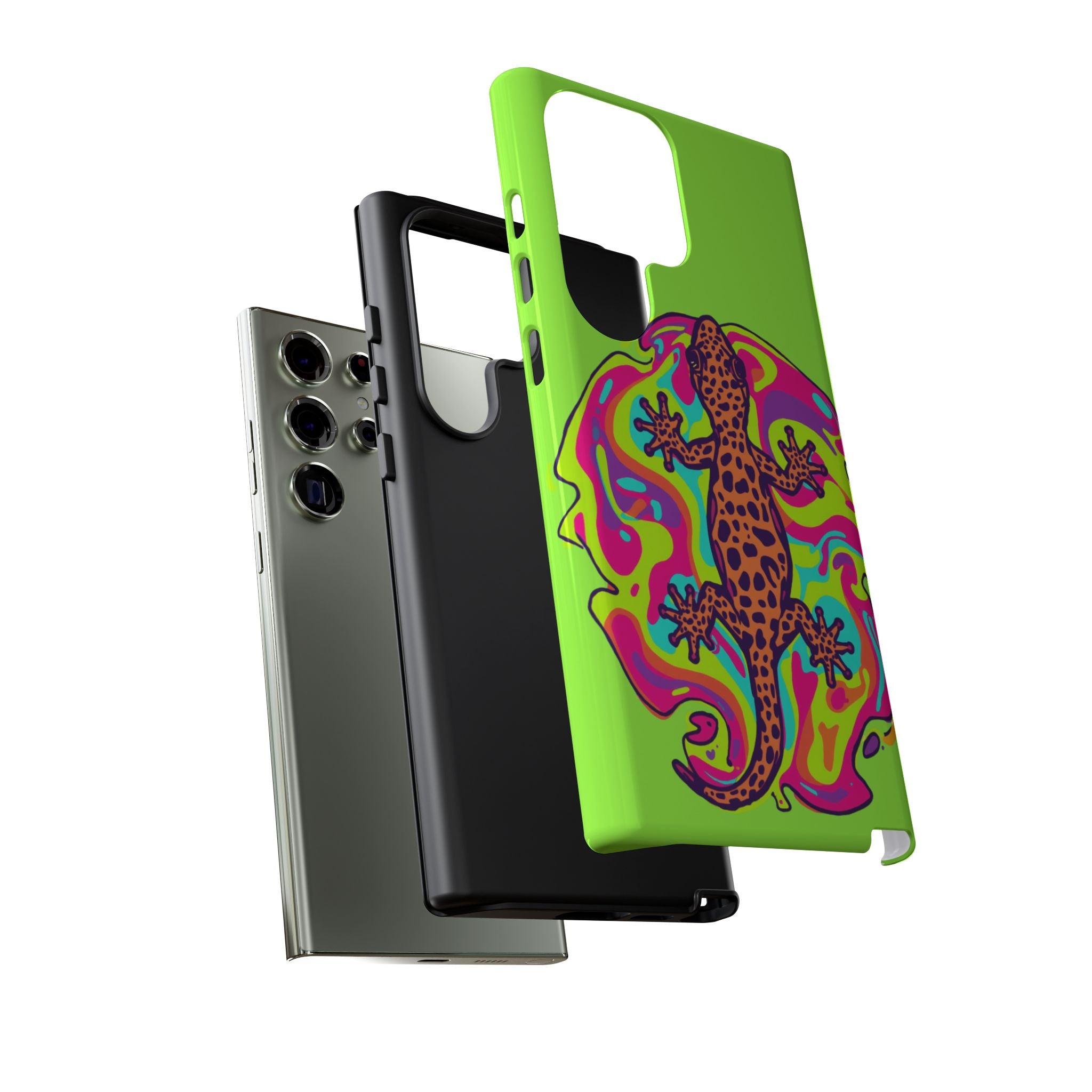 Phone Cases | Neon Leopard Gecko Swirl Phone Case