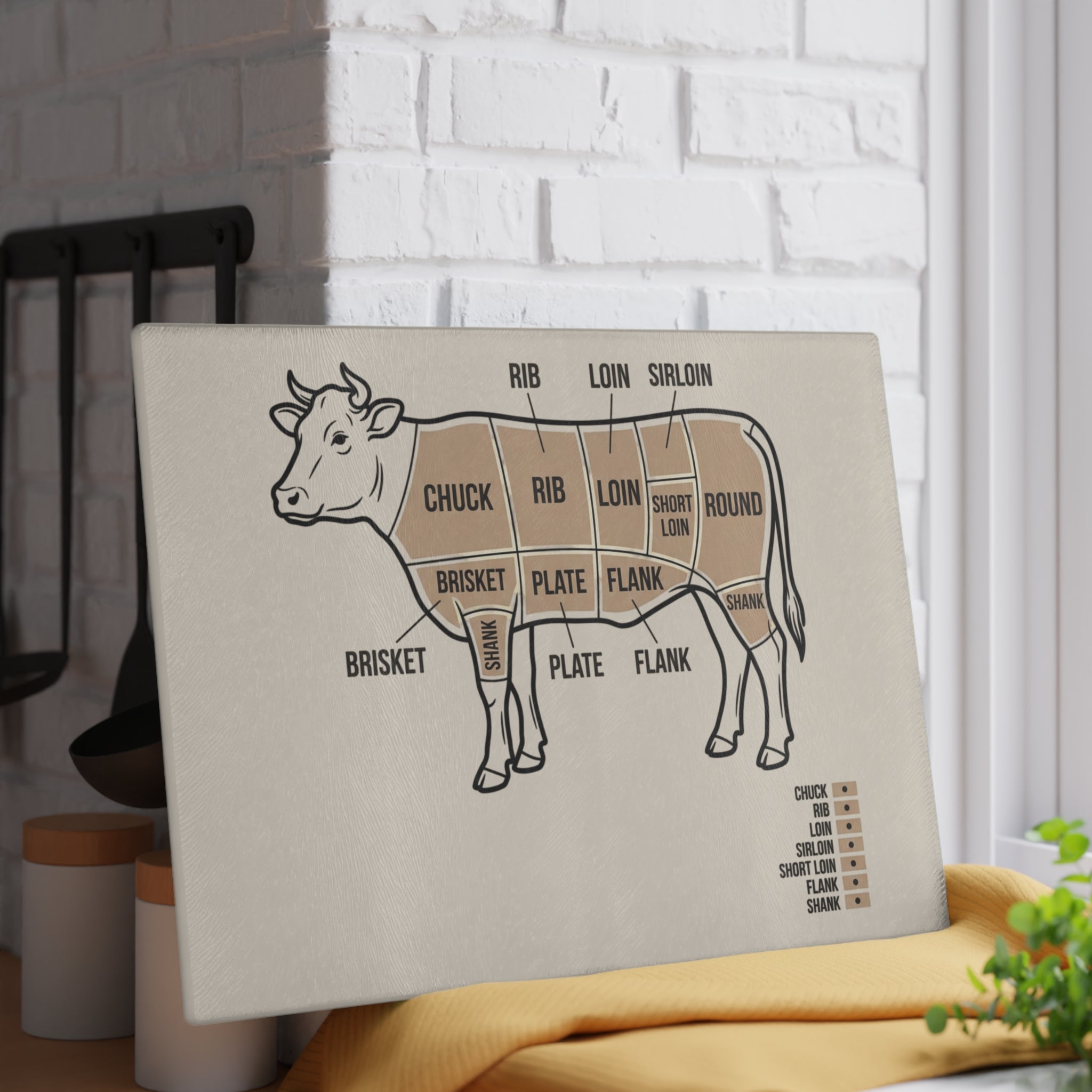 Glass Cutting Board | Meat Chart Cutting Board